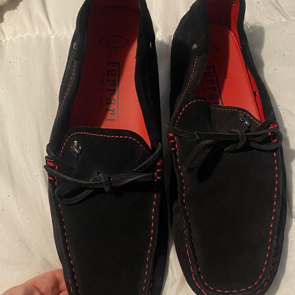 Ferrari Black and Red Men's Loafers